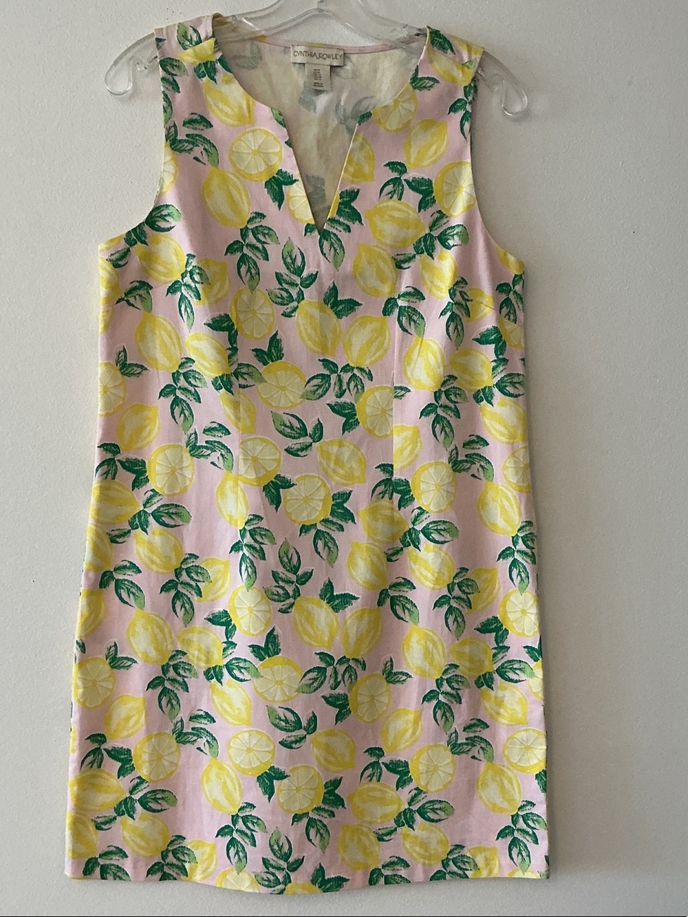 Cynthia Rowley Lemons on Pale Pink Shift Dress Sz 8